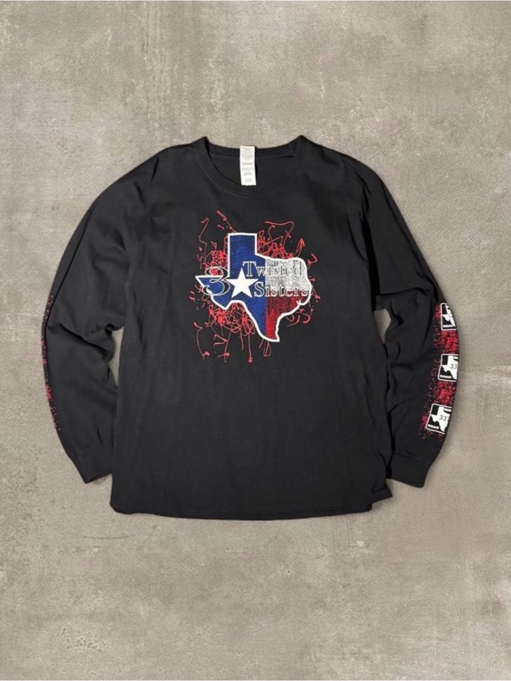 Black long sleeve cotton shirt with Texas state outline